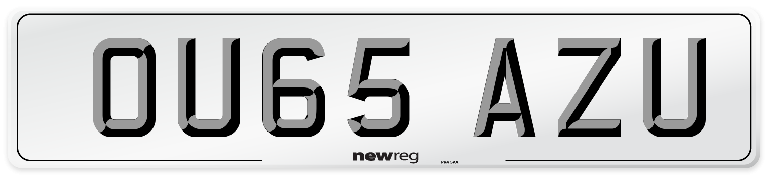 OU65 AZU Number Plate from New Reg